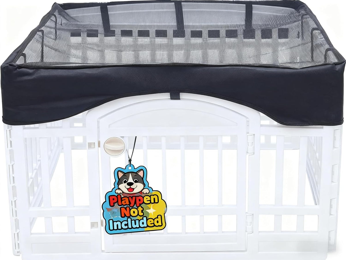 Dog Playpen Mesh Top Cover - Black / Fits 36" 4-Panel dog playpen