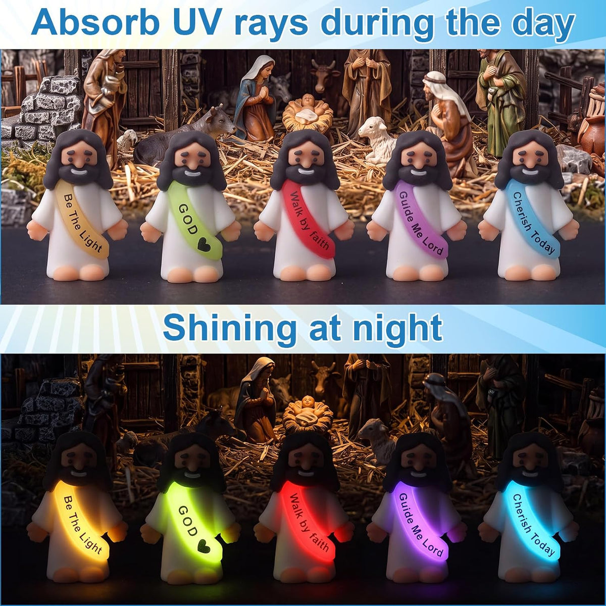 CroBlissful 50 little Jesus figurines that glow in the dark, five colors - view 19
