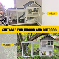 Aivituvin Rabbit Hutch Indoor Bunny Cage Outdoor with Run Chicken Coop Guinea Pig House with Waterproof Asphalt Roof,No Leakage Pull Out Tray (103.2" L x 25.2" W x 36.2" H, Grey-2 Sets)