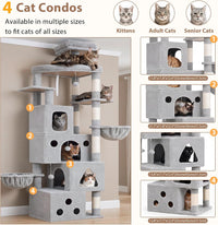 Cat Tree Tower 42'' with Condo, Indoor Scratching Post GCT005SG – Essentials for Cats - Light gray / 78.7 inch - image 2