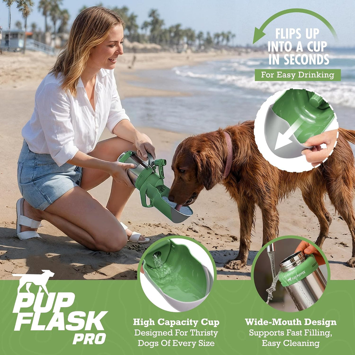 PupFlask Pro Portable Insulated Dog Water Bottle - Green / 50 Ounce - image 3