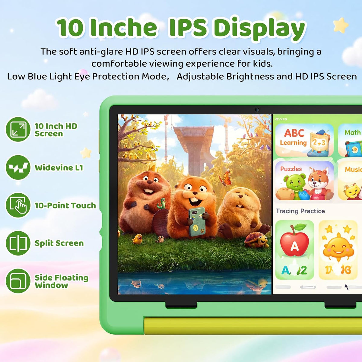 Jeazans 10 inch kids tablet with Android 16, HD screen and parental controls - view 12