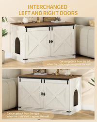Hzuaneri Cat Litter Box Enclosure - Rustic White and Brown / 31.5"L x 21.7"W x 21.3"H - image 4