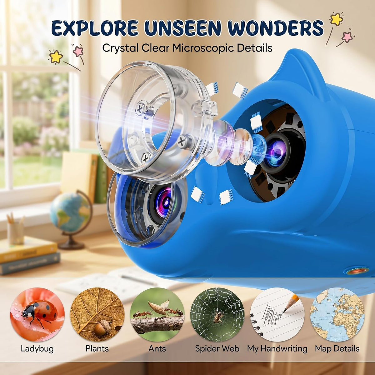 2-in-1 Kids Microscope and Telescope - Blue - image 3