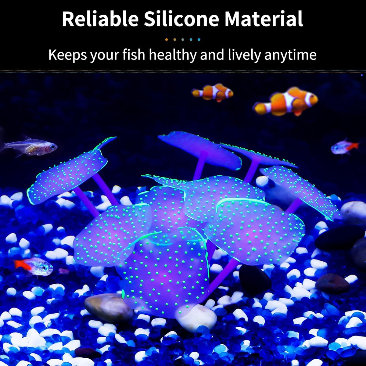 Uniclife Silicone Coral Plant Decorations Glowing Artificial Ornament - Green / Coral - image 4