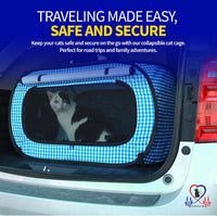 Extra Large Cat Carrier for Travel, Blue Checkers - Teal - image 2