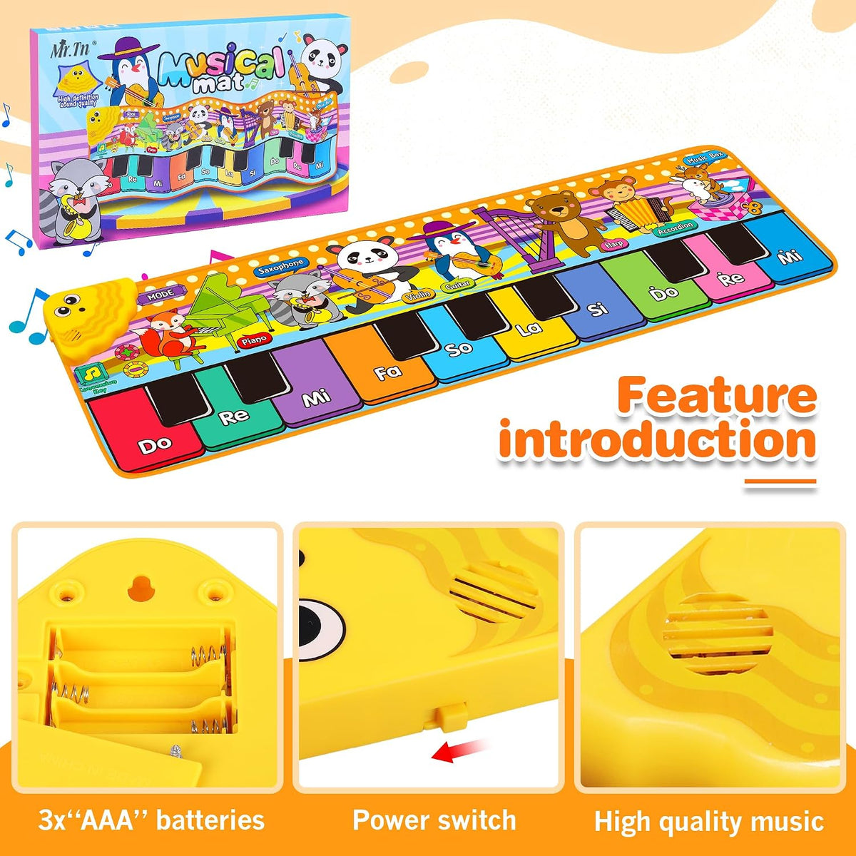Floor Piano Mat, Musical Educational Keyboard Playmat for Kids Aged 1 2 3+ – Fun for Kids & Family - Music Sensory Piano Mat - image 3