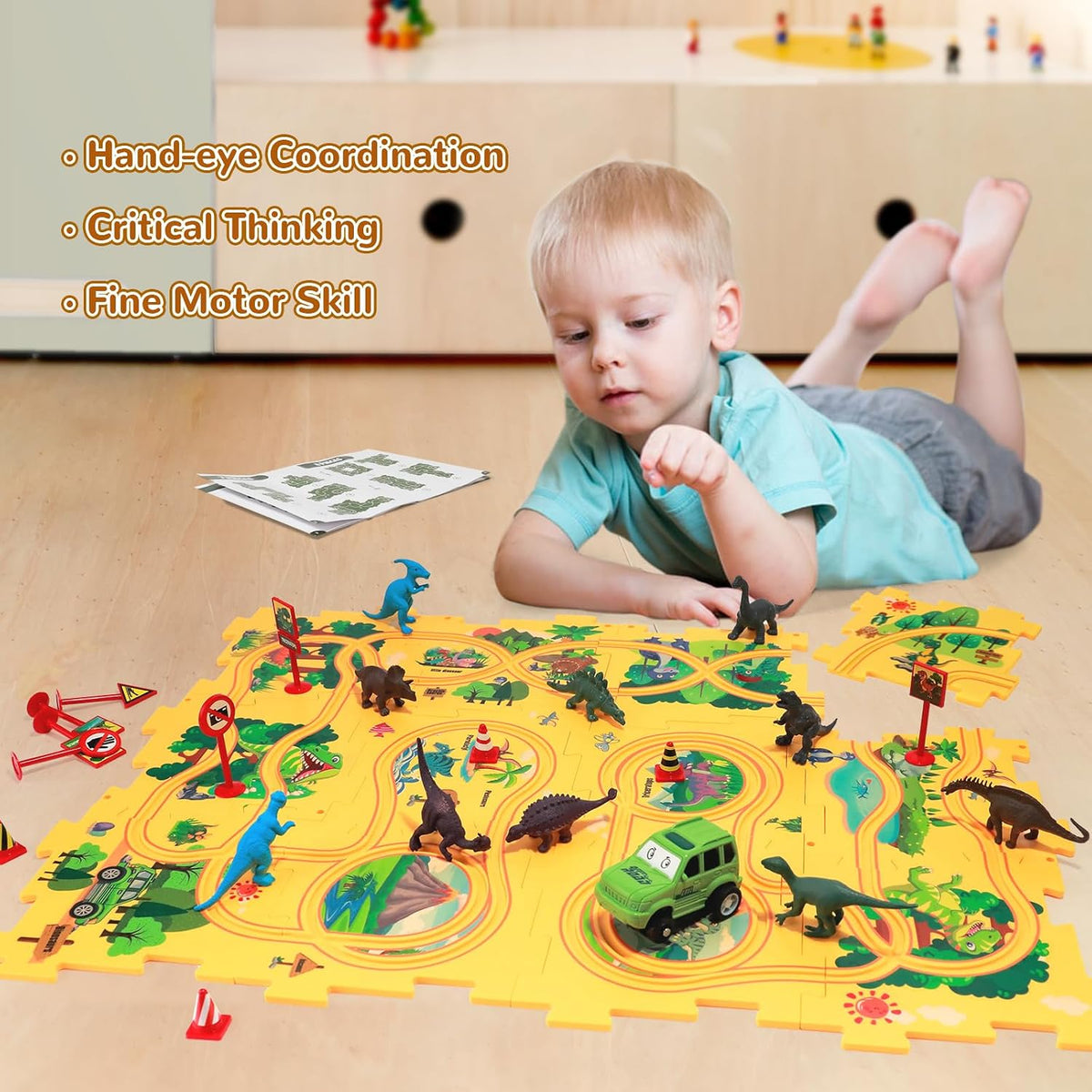 Plastic Floor Puzzles for Kids Ages 3-5 - Dino Figures - image 2