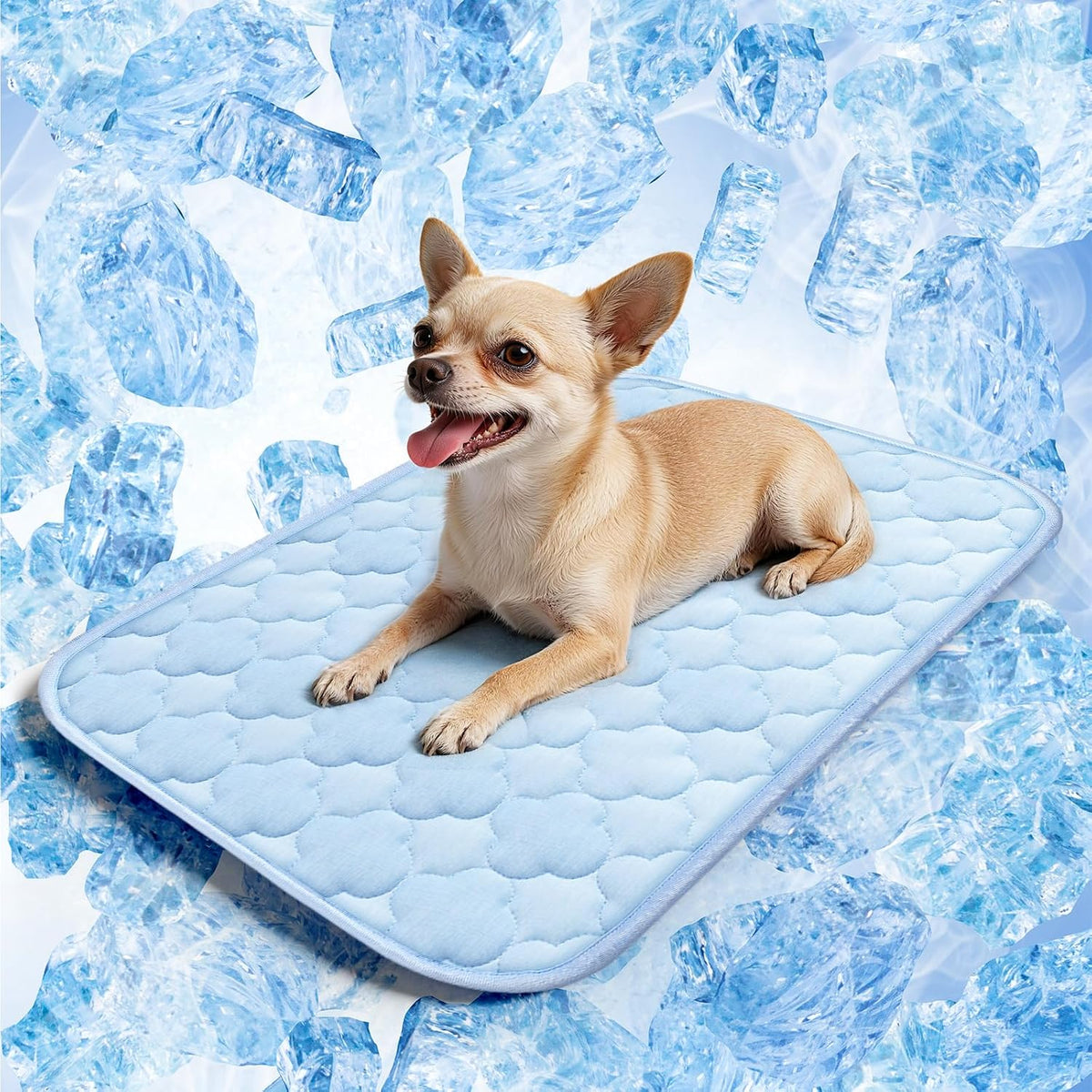 Dog Cooling Mat for Large Dogs - Blue Cloud Stitching / Small - image 4