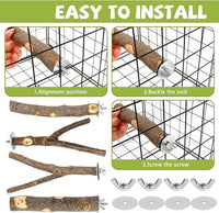 Natural Wood Bird Perches for Cage, Parrot Perch Stand & Platform, Bird Cage Accessories for Parakeets, Cockatiels, Conures, Lovebirds (Brown, Essential Perch Bundle - 5PCS)