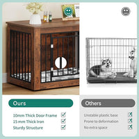 YITAHOME 76 Inch Double Dog Crate Furniture, XXL Dog Crate Furniture for 2 Dogs, Side End Table, Waterproof, Safety Corners, 2-in-1 Iron-Wood Fusion Dog Kennel Furniture for 2 Large Dogs,Rustic Brown