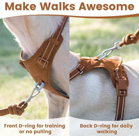 No Pull Dog Harness, Reflective Puppy Vest for Small Medium Large Sized Dog(Carmel Brown,L)