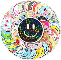 50PCS Smile Face Stickers Cute Water Bottle Stickers for Kids – Fun for Kids & Family - 50pcs Glitter Stickers