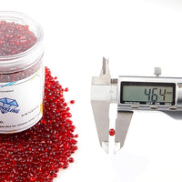 TWINKLING High Luster Round Fire Glass Stones, Marbles, Pebbles, Beads Gems for Fire Pit, Vase Fillers, Crafts, Aquarium Garden Decoration, 3-6mm, 1-Pound Jar (Red)