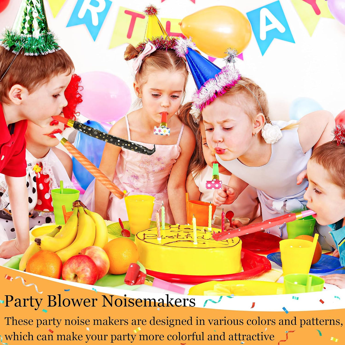 Twavang 12-pack colorful party blower noisemakers with metallic rolls - view 7