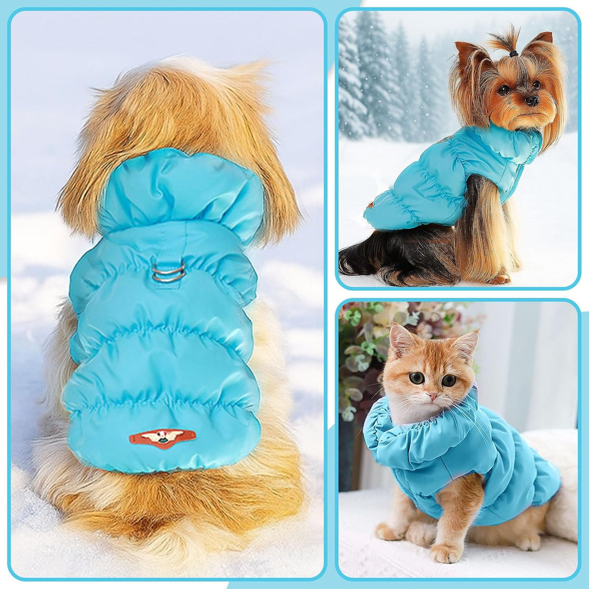 Warm Fleece Dog Jacket Coat for Small Medium Dog Winter Clothes Girl – Essentials for Dogs - Blue / X-Small - image 3