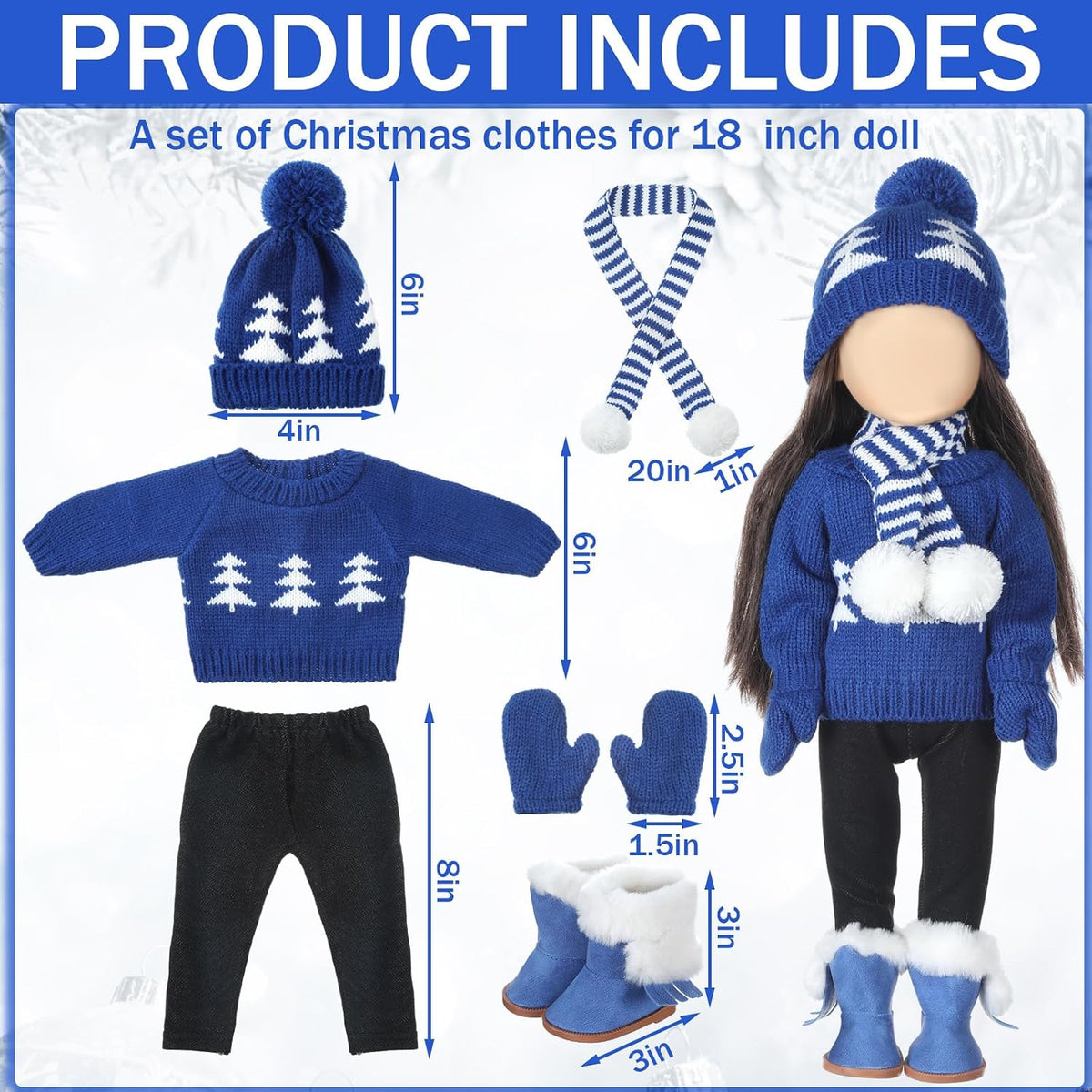 Bencailor 18 inch doll clothes set with jacket, vest, pants, hat and high boots in Christmas cowgirl - view 39
