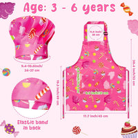 4Pcs Kids Apron and Chef Hat Set Gift for Girls Boys - Pink Cookie Candy - image 2