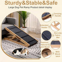 Foldable Wooden Dog Ramp Wooden Dog Ramp for Bed-5 Adjustable Heights – Essentials for Dogs - image 4