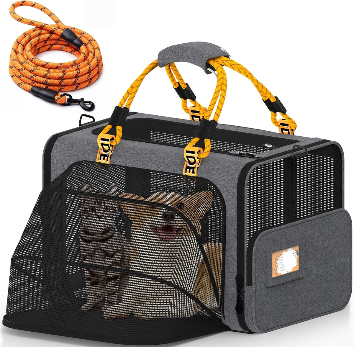 Expandable Pet Carrier for Small Cats & Dogs - 24.0"L x 16.0"W x 16.0"H / Mid-Hemp Gray