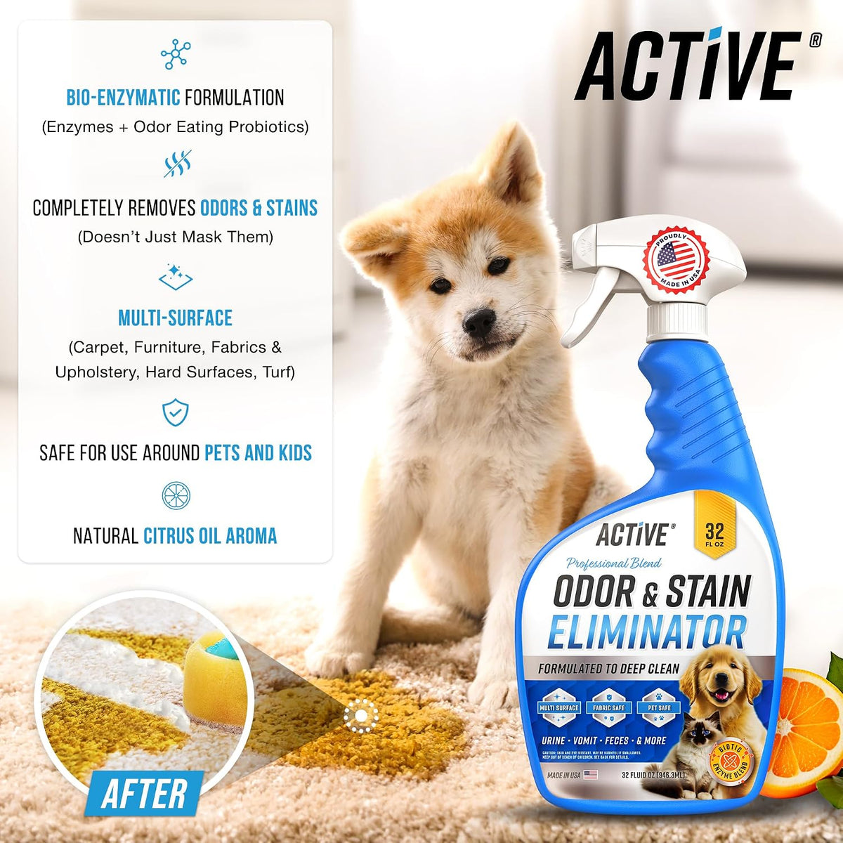 Pet Odor and Stain Eliminator, Stain Remover Spray for Carpet - image 2
