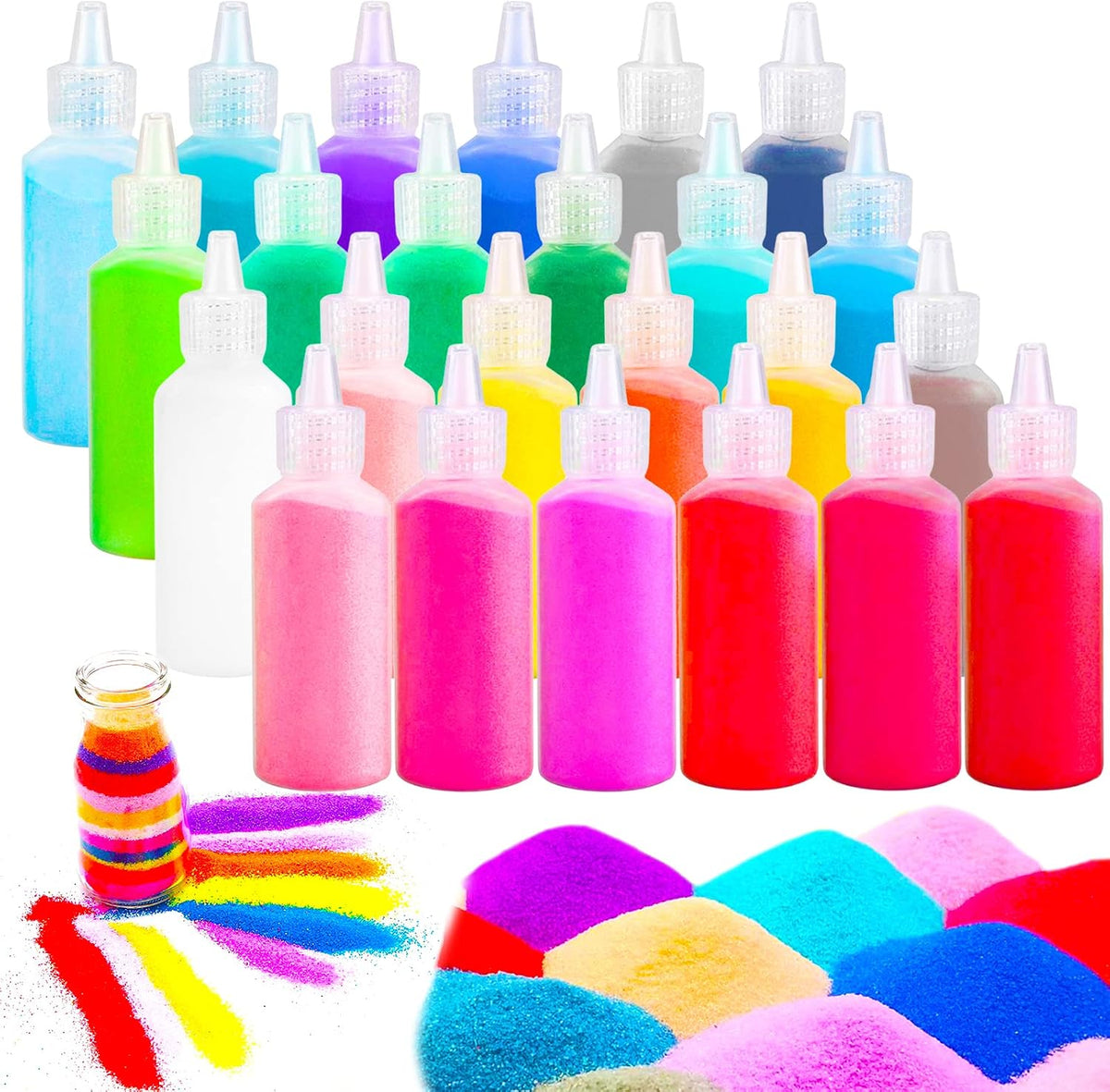 Niurewan 24 PCS Art Sand, DIY Sand Arts and Crafts Kit - 24 Colors