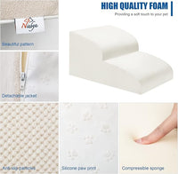 Dog Stairs for Small Dogs - High Density Foam Pet Steps, Extra Wide Dog Ramp with Non-Slip Bottom for High Beds, Couch and Sofa, Best for Dogs Injured, Older Doggy Cats