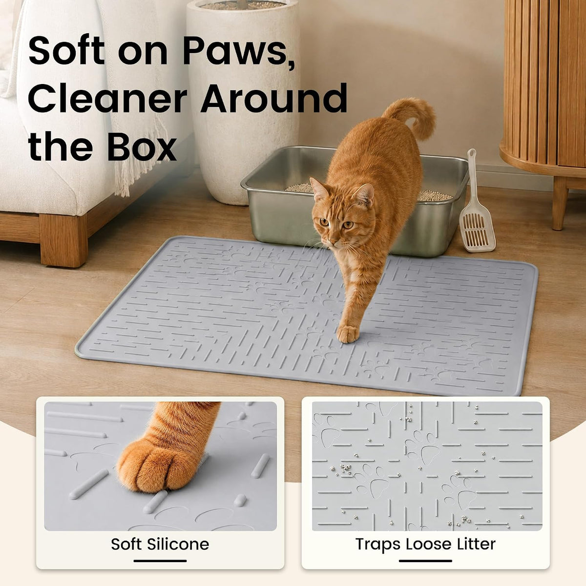OHMO Large Cat Litter Mat - Ash Grey / 23.5x16" - image 3