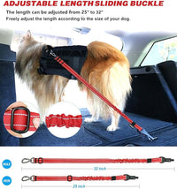 AUBELL Dog Seat Belt for Car,2 Pack Set 3-in-1 Adjustable Reflective Bungee Heavy Duty Dog Car Harness Tether with Clip Hook Latch & Buckle,Swivel Zinc Alloy Carabiner,Black+Red