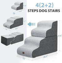 Garnpet Dog Stairs for Couch Sofa and Chair - Fleece 4-Step / Dark Grey - image 3