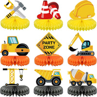 9 Pcs Construction Party Honeycomb Centerpieces for Birthday Table