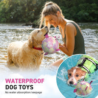 QDAN Dog Soccer Ball Toy with Strap - A-Colorful Pink / Medium Size 2 - image 4
