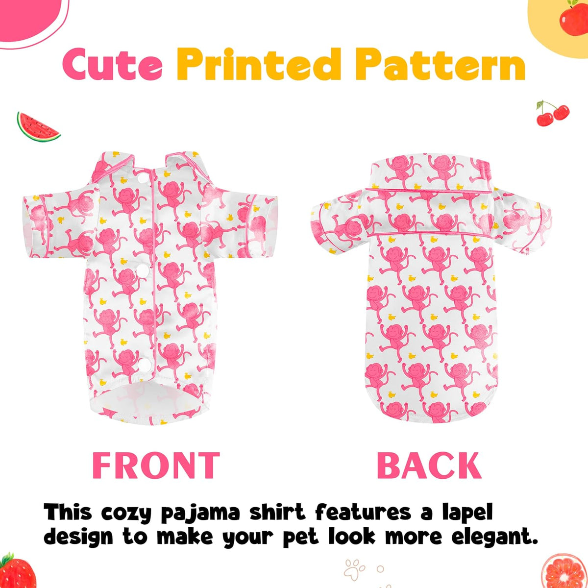 Dog Silk Pajamas Small Sized Dog Robe Satin Pjs with Belt – Essentials for Dogs - Pink Monkey / X-Large - image 4