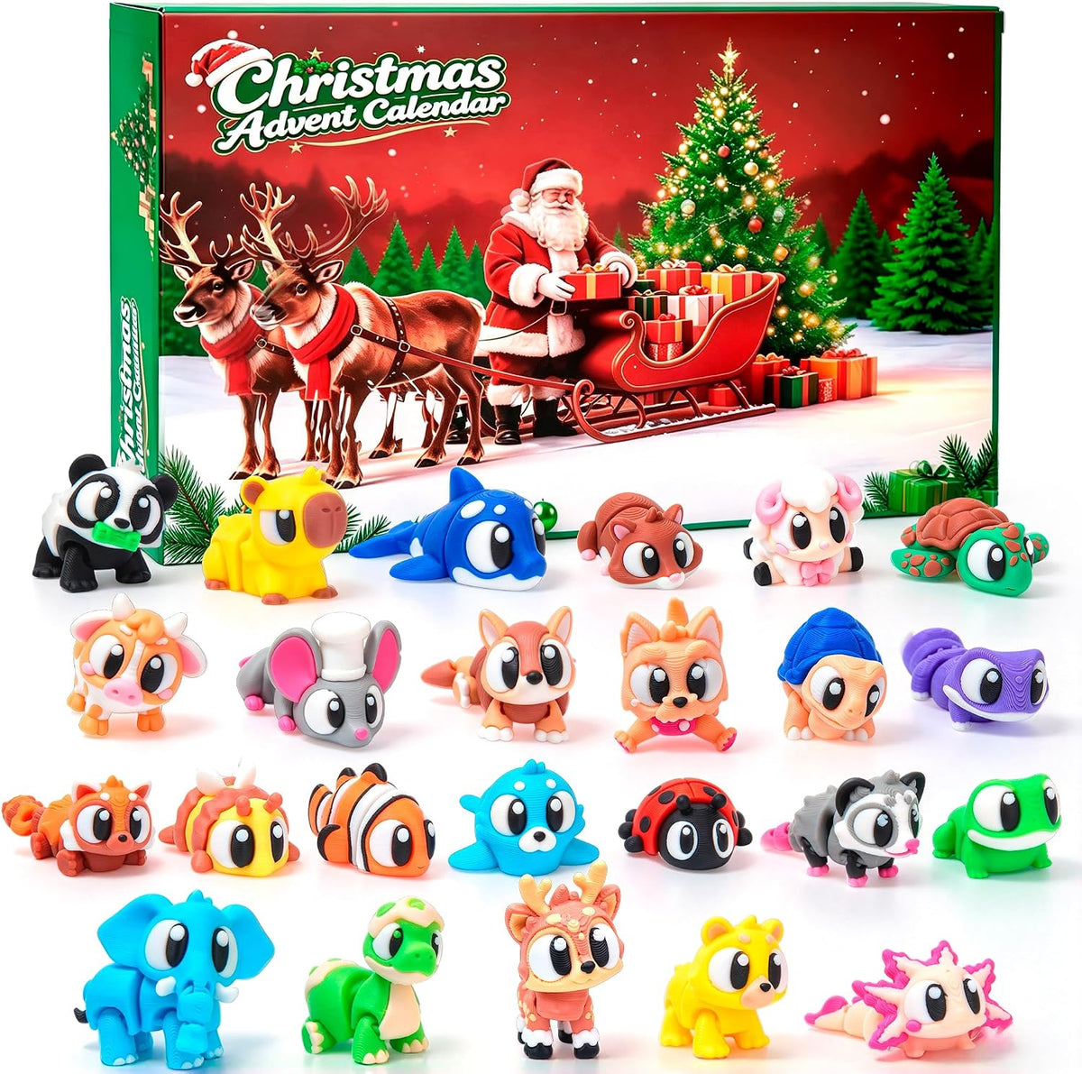 30Pcs 3D Printed Animals Set for Kids - colorful 24PC