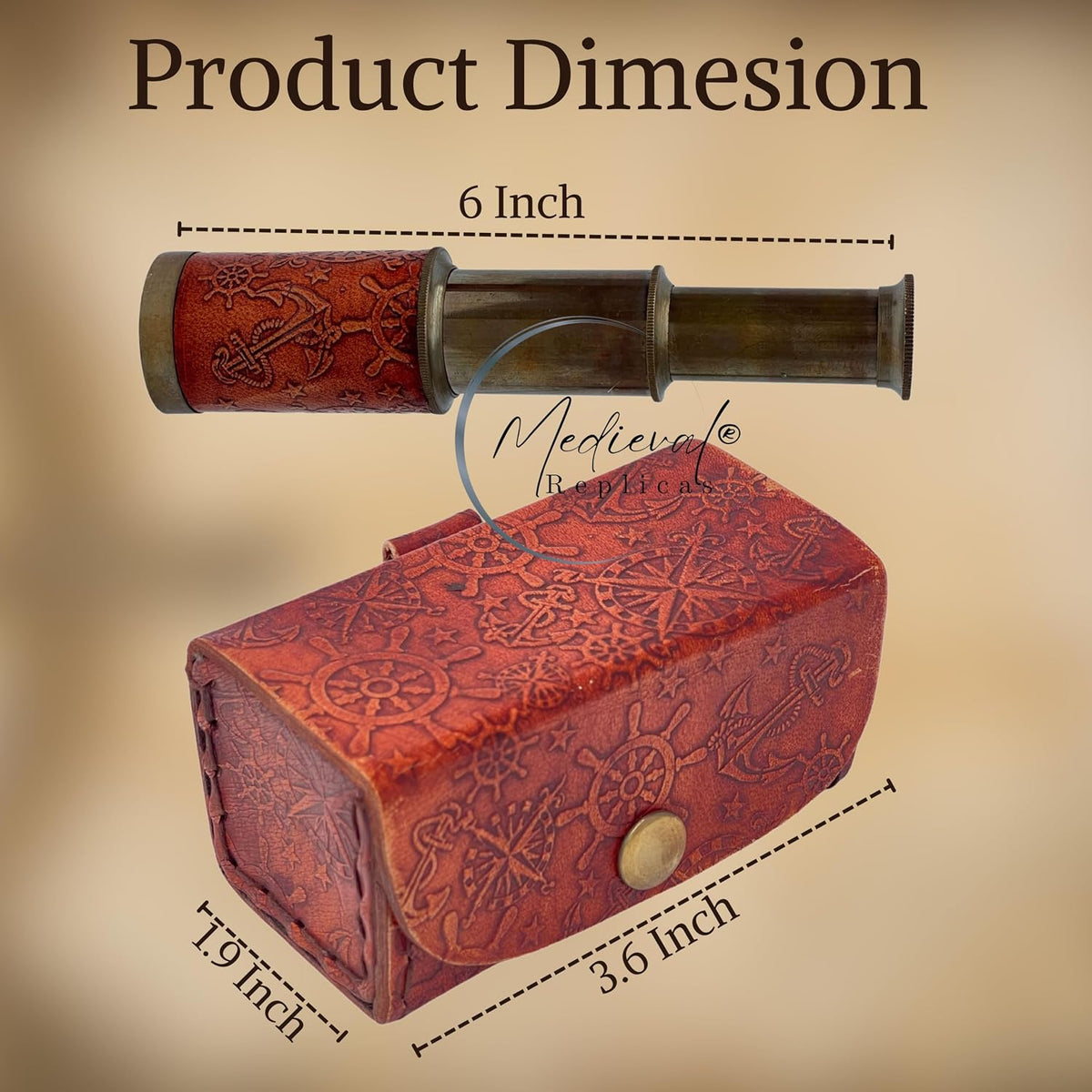 6" inch Handheld Brass Telescope with Wooden Box - Antique 6" - image 2