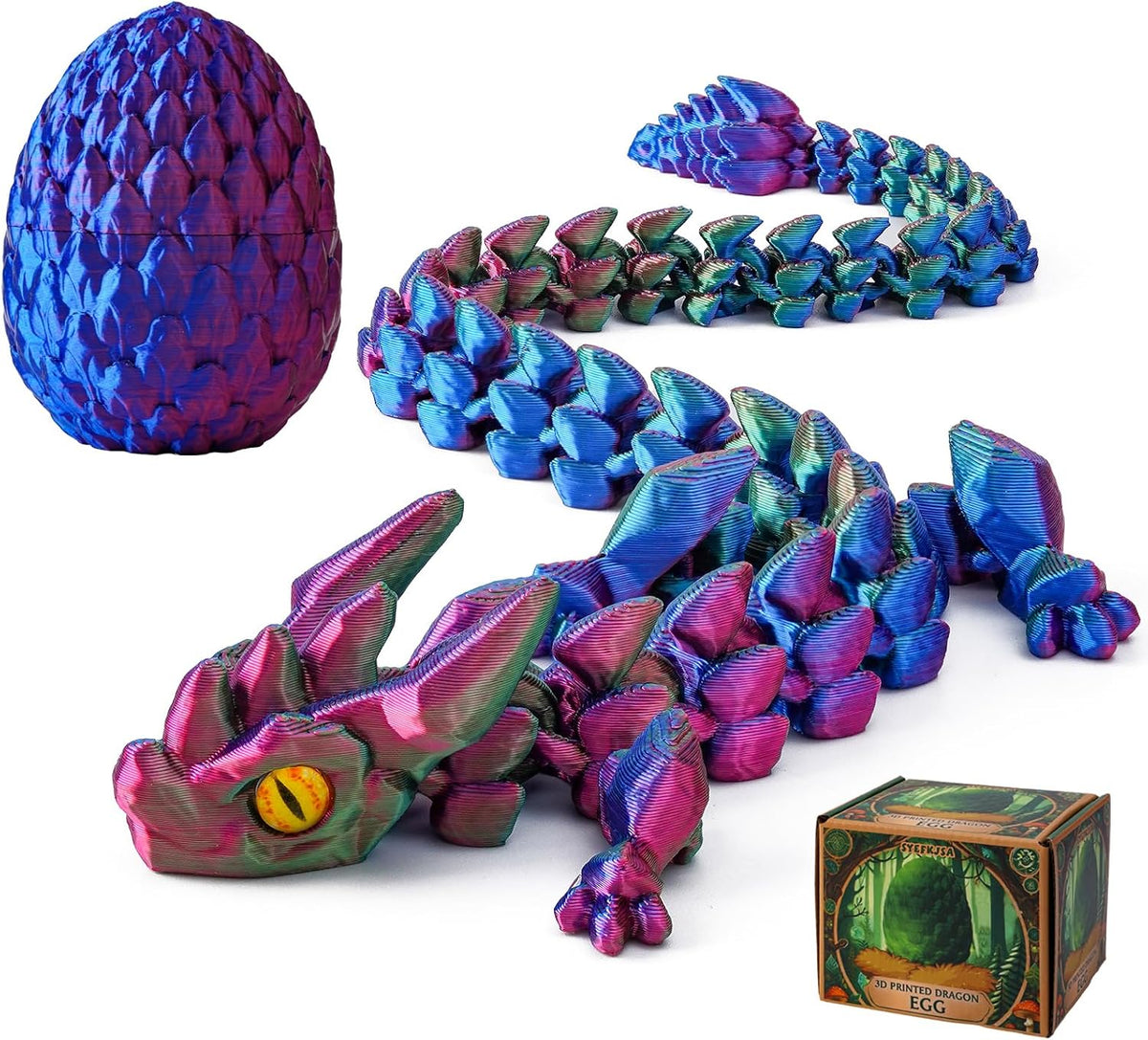 3D Printed Dragon Eggs with Dragon Inside - Red Green Blue