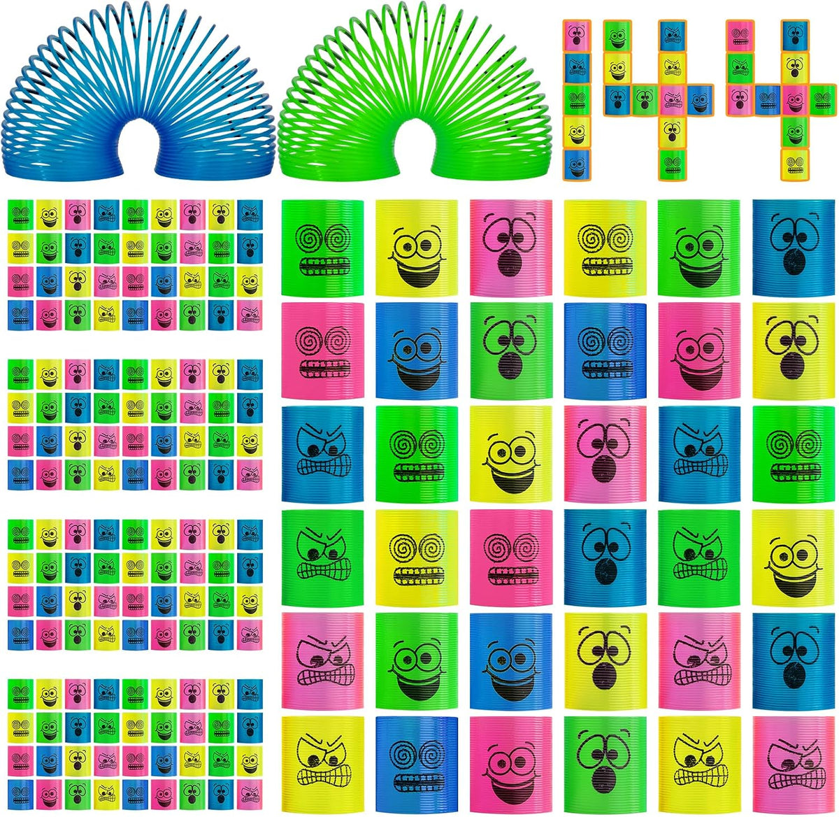 Cocurb mini spring party favors, 36 plastic springs in 4 bright colors with face expressions - view 2