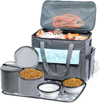 Dog Travel Bag, Airline Approved Dogs Bags for Traveling, 2 Dog 's Food Travel Container and Collapsible Bowls, Weekend Pet Travel Bags (X-Large)