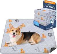 Washable Pee Pads for Dogs, Waterproof - Orange / 18"x24" (Pack of 4)