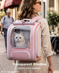 Pecute Cat Backpack Carrier, Large Space Cat Bubble Backpack - Pink (Expandable) / 12.6"L x 10.2"W x 16.5"H - image 3