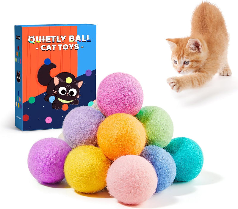 Potaroma 12 Pcs Quiet Play Felt Cat Ball Toys with Catnip Inside – Essentials for Cats