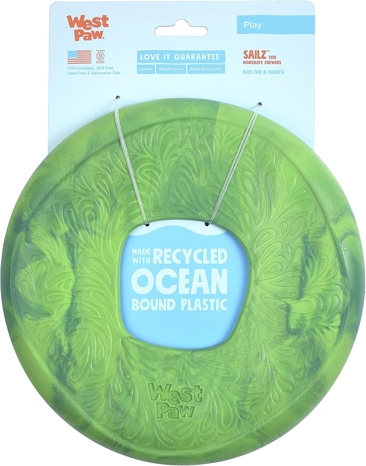 WEST PAW Seaflex Sailz Dog Toy Flying Disc - Emerald - image 2