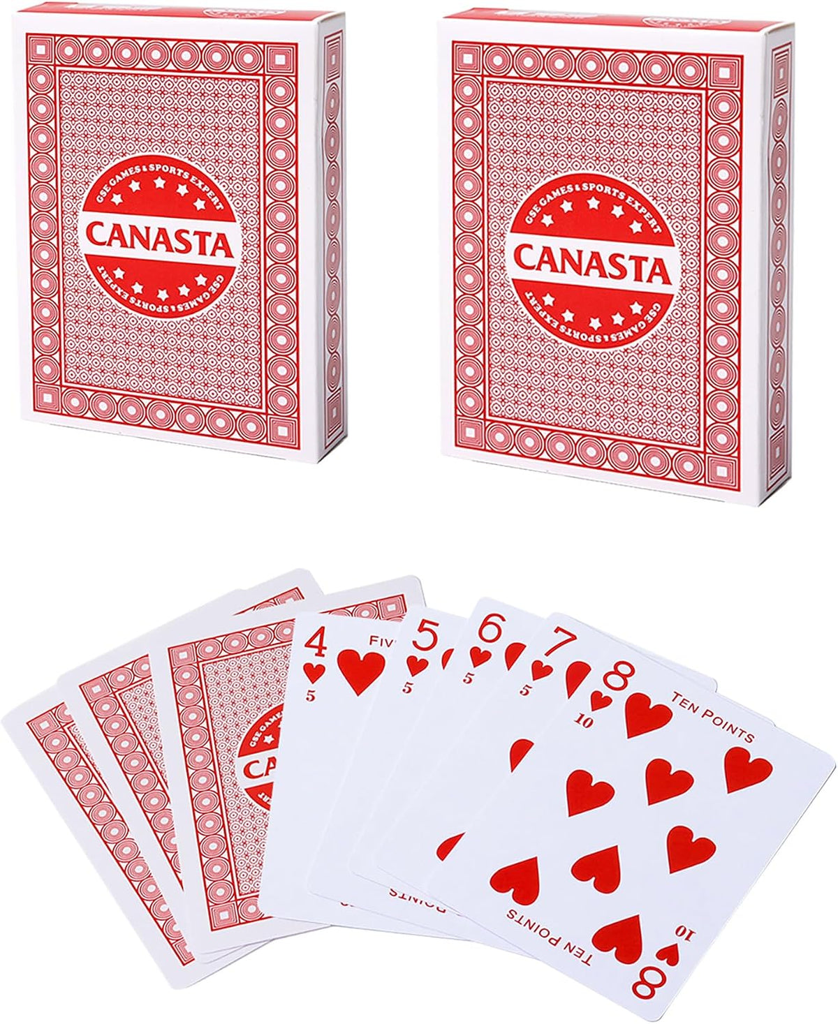 GSE canasta cards, 6-deck blue set with printed point values - view 3