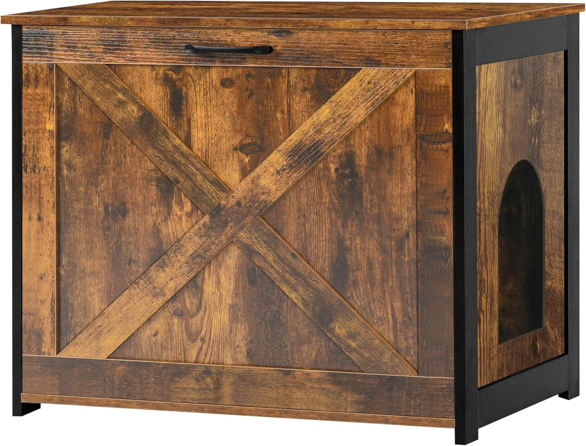 Cat Litter Box Enclosure, Hidden Litter Box Furniture - Rustic Brown / 27.6"L x 19.7"W x 21.7"H