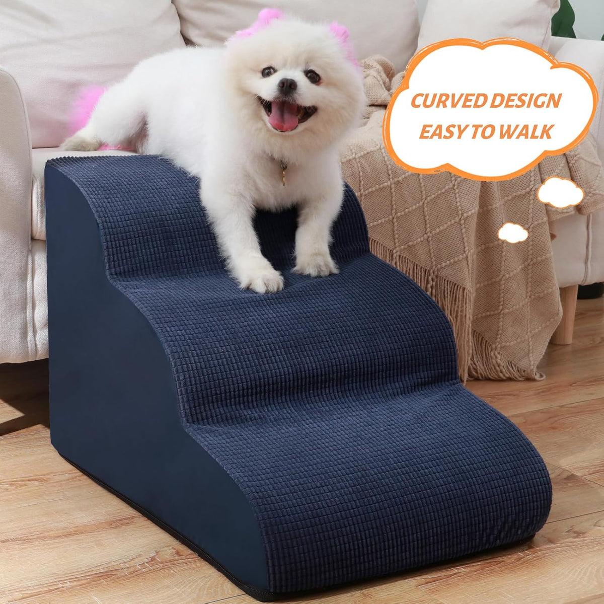 Dog Stairs for Small Dogs and Cats - Blue / 3 / Standard 3-Step 15.7"H - image 2