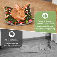 15"x14" Soft Plush Rabbit Bed Washable Cuddle Mat for Small Pets – Daily Care for Small Pets - Green Mushrooms / Medium - image 2