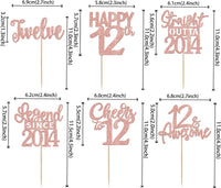 24PCS Black Happy 50th Birthday Cupcake Toppers Fifty Straight Outta - Rose Gold / 12th - image 2