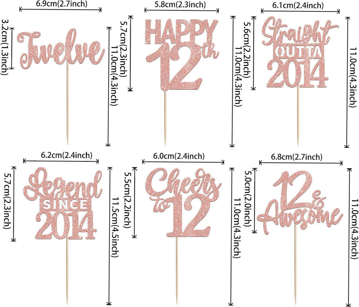 24PCS Black Happy 50th Birthday Cupcake Toppers Fifty Straight Outta - Rose Gold / 12th - image 2