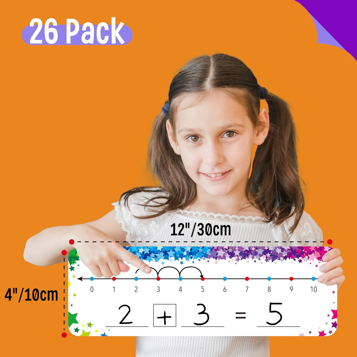 SpriteGru number line dry erase boards with 0-10 and 0-20 lines and colorful star print - view 20