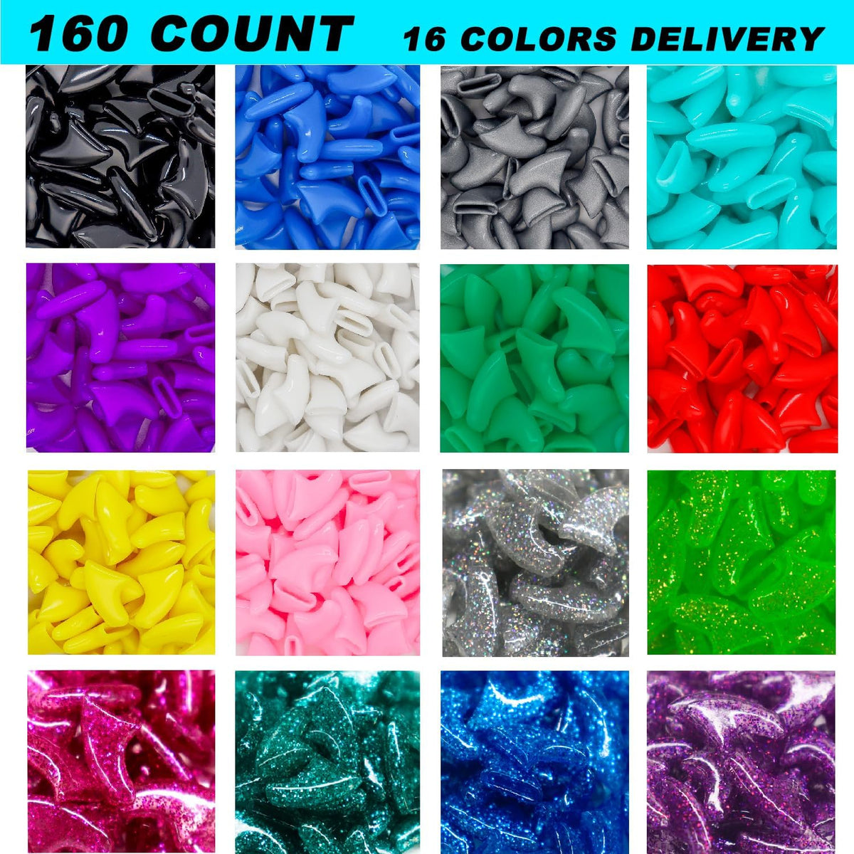 VICTHY 160pcs Cat Nail Caps Cat Claw Caps Cat Nail Covers - Extra Small - image 2